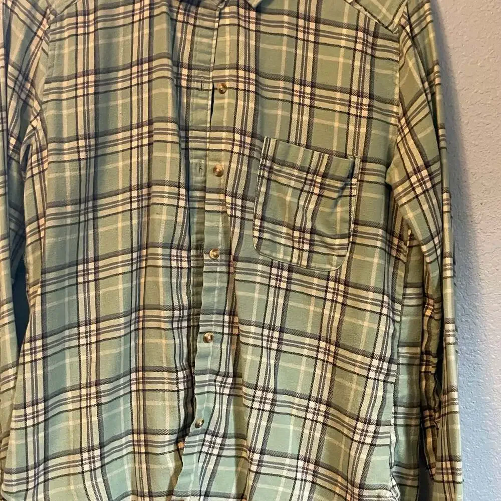 Hollister S Small Seafoam Plaid Button Up Long Sleeve Flannel y2k